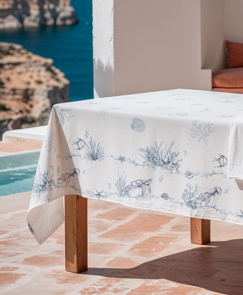 Mantel antimanchas Macarella, mantel estampado, mantel de verano, manteles antimanchas
